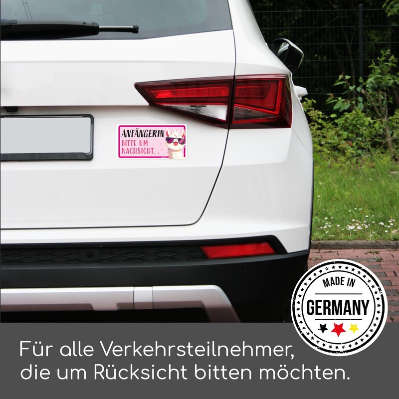 kfz770 Magnetic Car Sign Beginner! Motif Llama I 20 x