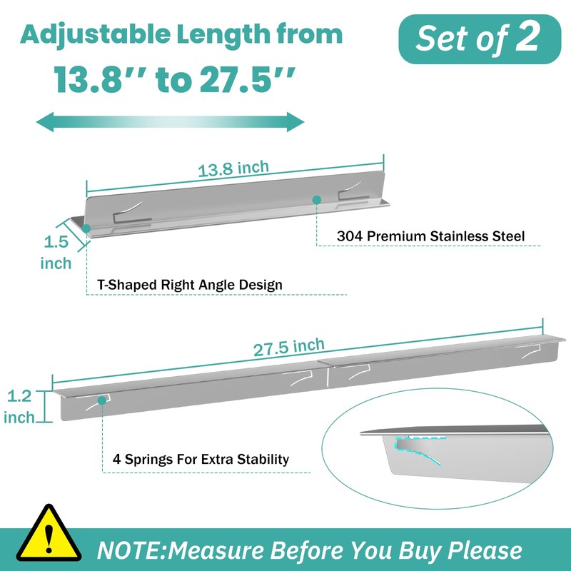 Stove Gap Covers Stainless Steel Stove Gap Filler,13.8'' to 27.5''