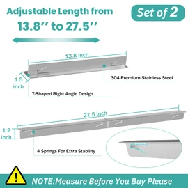 Stove Gap Covers Stainless Steel Stove Gap Filler,13.8'' to 27.5'' Adjustable Length (2PCS),Oven Stove Side Gap Guards Between Stove top and Counter for Kitchen,Range Trim Kit,Heat Resistant,Silver