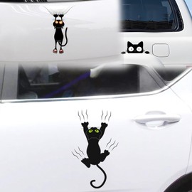 Lithyc Pack of 3 Car Stickers Cat Car Sticker Funny Cat Car Sticker Cartoon Animal Car Sticker Bicycle Cat Sticker Decal, Decorative Sticker for the Exterior of the Car