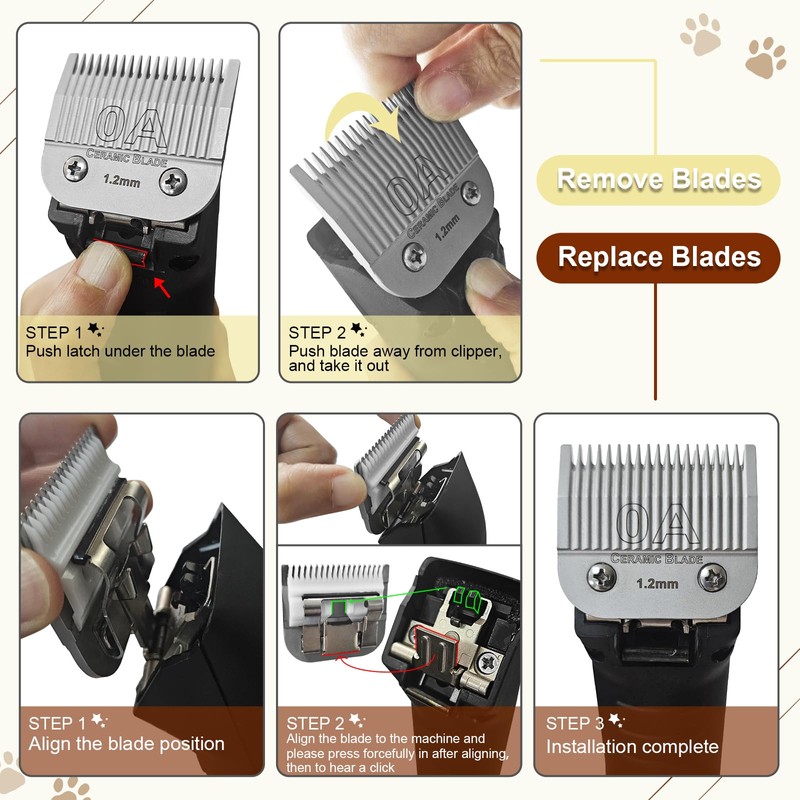 3-1/2# Professional Detachable Replacement Ceramic Blades. Compatible with Oster Classic