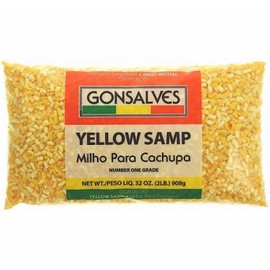 Gonsalves YELLOW SAMP Milho Para Cachupa (Dried Yellow HOMINY CORN) Net Wt/PESO LIQ 32 oz (2LB) 908g