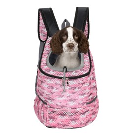 Mile High Life | Hiking Outdoor Pet Carrier Backpack | Kitty Puppy Cat Carrier | Dog Carrier for Small Dogs | Dog Backpack w Breathable Mesh with Soft Padding(Camouflage Pink, Medium (Pack of 1))