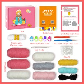 mehorkook Beginner Crochet Kit Step by Step Video Tutorials Ideal for Adults and Kids Crochet Animal Projects DIY Craft Materials Perfect for Learning and Creative Fun (Birthday Party)