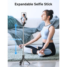 Portable Selfie Stick, 4 in 1 Extendable Phone Tripod Stand with Detachable Wireless Remote & Phone Holder 360° Rotating Mini Travel Tripod Compatible with iPhone 16/15/14/13 Pro/Android/Gopro