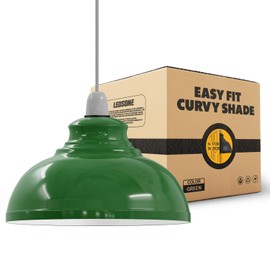 LEDSone Industrial Metal Green Ceiling Pendant Light Shades, 29cm Retro Vintage Style Curvy Dome Shaped Easy fit Lamp Shade for Pendant Ceiling Lights for Light Fixture Pub Cafe Restaurants