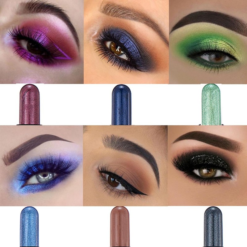 Midnight Sapphire Eyeshadow Stick with Brush – Metallic Shimmer, Cream