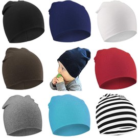 DRESHOW 8 Pieces Baby Beanie Newborn Toddler Soft Cute Knit Hat Hospital Hats for Baby Boys Infant Cap Beanies