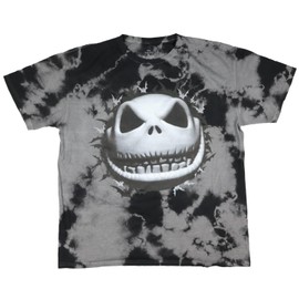 Nightmare Before Christmas T Shirt Mens Jack and Bats Front and Back Print Tie Dye Adult Graphic Tee (Small) Multicolored