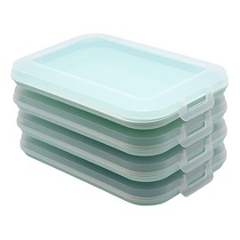 Set of 4 Cold Food Containers with Integrated Serving Plate, Food Storage Box, Food Container, Cold Cuts Box, Stackable, BPA-Free, Kitchen Supplies, Plastic Mint