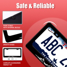 Mountain License Plate Frame Mountains License Plate Holder Funny License Plate Stainless Steel Black White Mountain Car Accessory with Screws for Men Women Car Decoration 12.3" x 6.3"
