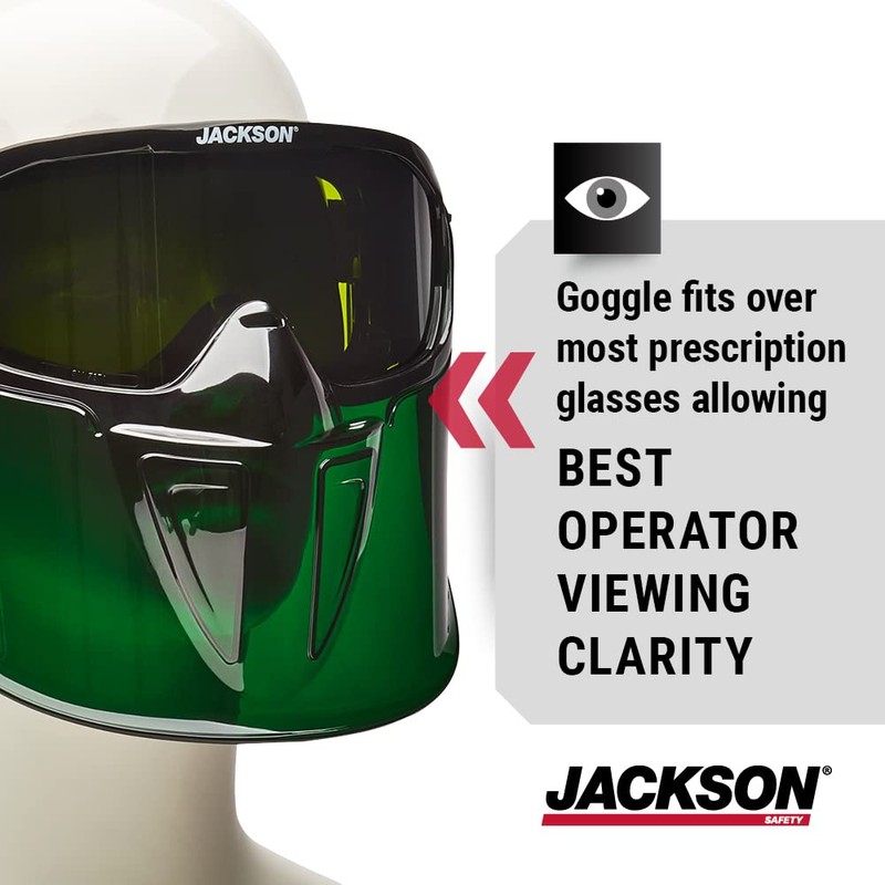 Jackson Safety GPL530 Premium Safety Goggles with detachable Faceshield, Green,