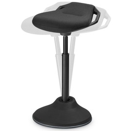 SONGMICS Standing Desk Chair, Adjustable Ergonomic Wobble Stool, 23.6-33.3 Inches Drafting Chair, Swivel Sitting Balance Stool, Fabric Upholstery, Anti-Slip Bottom Pad, Ink Black UOSC02BK