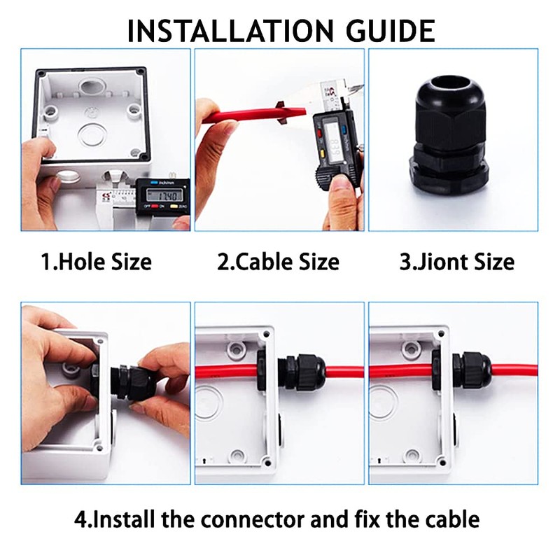 HUAZIZ 50pcs Cable Gland Waterproof Adjustable 3-13mm PG7 PG9 PG11