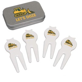 Azeeda 'Let's Doze Bulldozer' Golf Divot Tool/Repair Fork Gift Set (GO00071668)