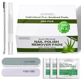 Nail Polish Remover Pads 200PCS with Aloe Oil & Nail Tools