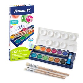 Pelikan K12 Paint Box Set with 12 Colors and 3 Brushes