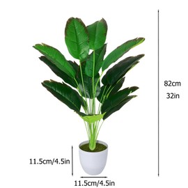 AIVORIUY Kunstpflanzen Groß Areca Kunstpalme im Topf Plastik Künstliche Pflanze Tropical Palme mit Blättern Grün Fake Plant für Schlafzimmer Büro Garten Hochzeit Dekor (82cm Rot Paradiesvogel)