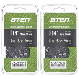 8TEN Full Chisel Chainsaw Chain 14 Inch .050 3/8 LP 50 DL For Stihl MS 170 171 Craftsman 41532 McCulloch 10E 2 Pack