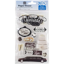 Paper House Eat Drink & Be Married Wedding Themed 3D Dimensional Scrapbook Stickers