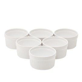 Juvale 6 Pack White Ceramic Ramekins 8 oz, Oven-Safe for Baking, Creme Brulee, Souffle
