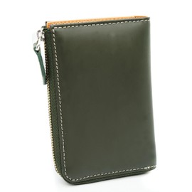 BlissLeather Premium Horse Leather Key Case, 6 Hooks, Card Slots, Horse Leather, Buffalo Leather, Compact, Khaki