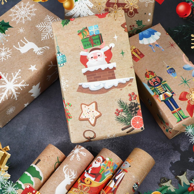 DPKOW Christmas Wrapping Paper, 12 Nutcracker Gift Wrapping Paper Sheets