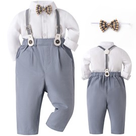 Booulfi Baby Boy Christening Baptism Outfits Gifts for Boys 18-24 Month Boy Clothes Ring Bearer Outfit Baby Photoshoot Props