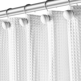 Creative Scents White Shower Curtain Hooks - Set of 12 Smooth Gliding Shower Curtain Rings for Bathroom Shower Rod - Decorative White Bathroom Decor Accessories Set