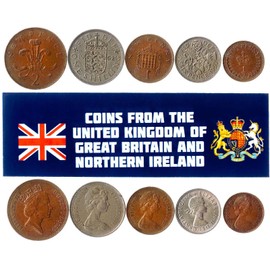 United Kingdom 5 Mixed Coins | 1/2 Penny to Sixpence | British Currency Since 1953