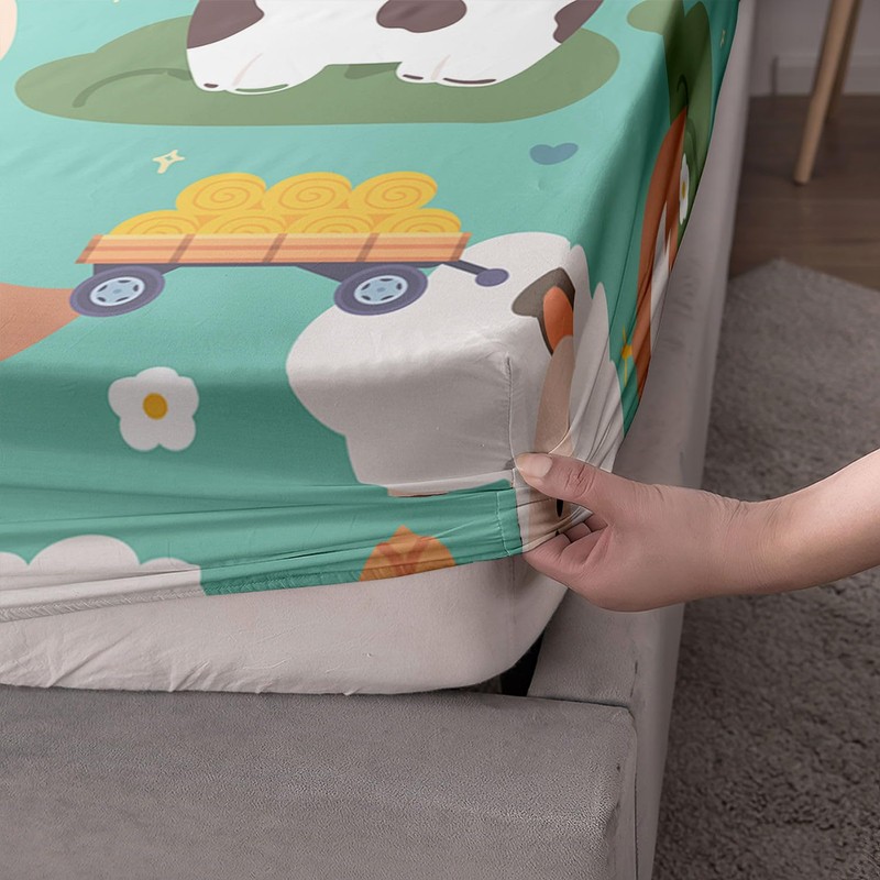 Smell Sunshine Farm Animal Sheets Set 4Pcs for Kids,Cartoon Cow