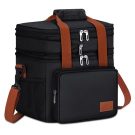 Loncheras para Mujer Lonchera para Hombre Bolsa de Almuerzo Gran Capacidad Lonchera Termica Reutilizable con Extraíble Ajustable Bandolera,Negro