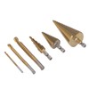 3Pcs Step Drill Bit Hex Shank Straight Grooved HSS Ti