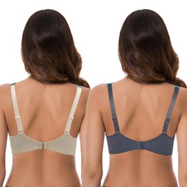 Curve Muse, Women's Minimizer, Unlined Underwired Bra with Lace Embroidery, Pack of 2 - 80B