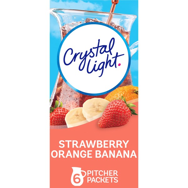 Crystal Light Sugar-Free Strawberry Orange Banana Low Calories Powdered Drink Mix, 72 Count Pitcher Packets