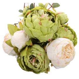 Duovlo Duovlo Fake Flowers Vintage Artificial Peony Silk Flowers Wedding Home Decoration,Pack of 1 (New Green)