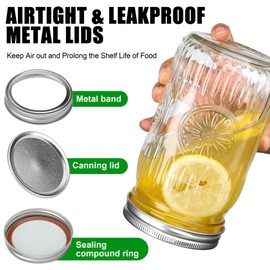 Esrentle 6 Pack 32 oz Wide Mouth Mason Jars with Airtight Lids - Glass Canning Jars for Food Preservation, Storage, Pickling, Crafts & DIY Projects, Durable Quart Glass Jars Dishwasher Safe