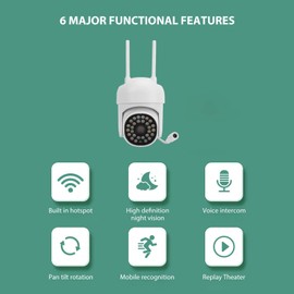 1080P WiFi Camera Outdoor Smart Home 2MP IP Security Camera Wireless 98ft Nightvision Mic 102 Degree FOV