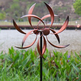 LERFUGI Wind Spinner Outdoor Copper Metal Garden Large Wind Spinners with Dual Kinetic Spinning Blades for Yard Lawn and Patio Decor 70x20 Inches