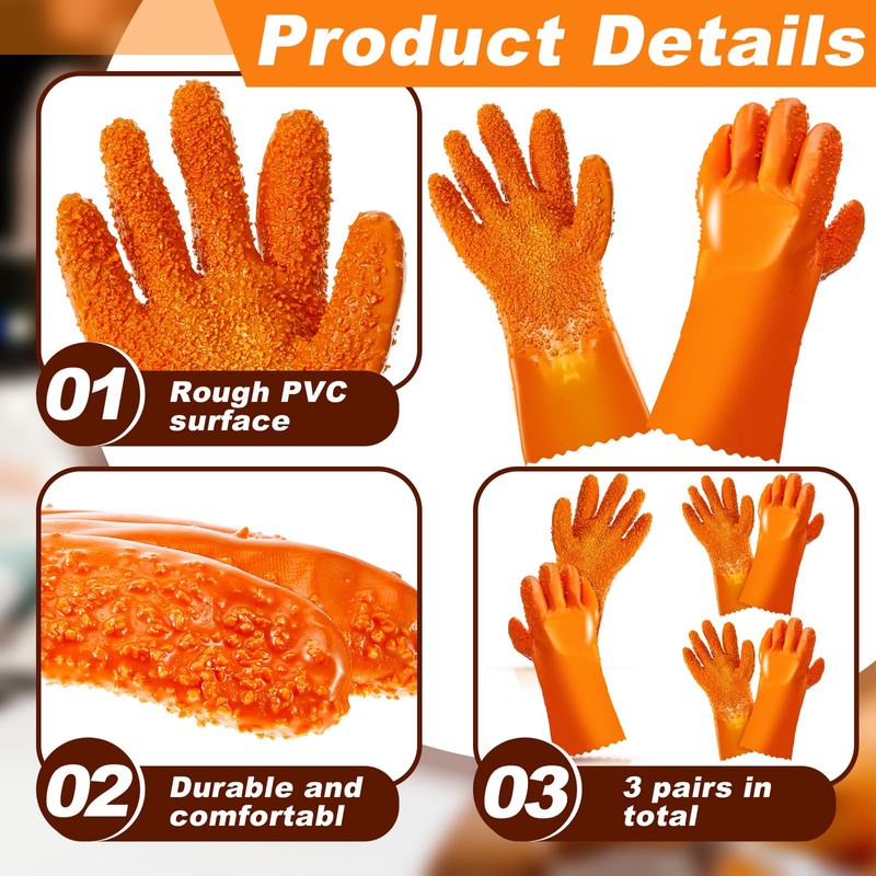 Jecery 6 Pairs Plumbing Snake Gloves Sewer Gloves Abrasion Resistant