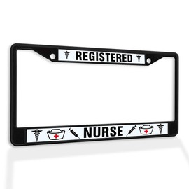 Metal Insert License Plate Frame Registered Nurse Rn C Weatherproof Car Accessories Black 2 Holes Solid Insert