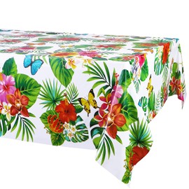 PHOGARY 3 Pieces Tablecloths for Hawaiian Party Decoration, Luau Party Tablecloth, Rectangular Tablecloths, Aloha Hawaii Summer Birthday Girl Party