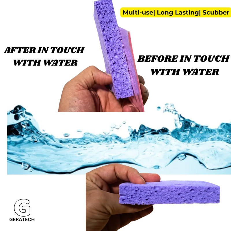 Glowvision Trade Expandable Cellulose Sponges, Heavy‑Duty Flat‑to‑Big Kitchen Scrubbers (5‑Pack)