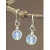 Sterling Silver Opalite Iridescent Glass Dangle Drop Earrings