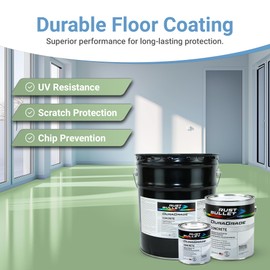 RUST BULLET DuraGrade Concrete - Pistachio - 1 Quart - High-Performance, Easy-To-Apply Concrete Paint for Garages, Basements, Porches & Patios, No Etching Needed