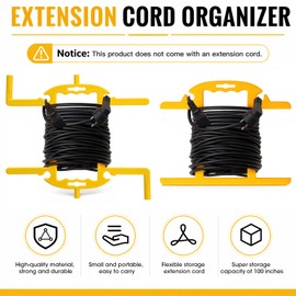 Ripeng 4 Pcs Extension Cord Organizer Hose Reels with Handle, Portable Heavy Duty ABS Cable Storage, H-shape and Rotating Cord Holder Design for up to 100 ft, Wind and Release for Garage Workshop Yard