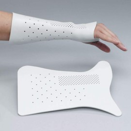 Rolyan Ulnar Gutter Wrist Splint, Solid 1/8"" (3.2mm) White, Large 3/PK, Thermoplastic Splinting Material, Perforated, Blocks Ulnar Deviation, Minimizes Distal Migration, Promotes Recovery