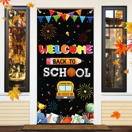 Welcome Back to School Door Cover Banner First Day of School Banner for Preschool Kindergarten Classroom Supplies Welcome Back Decorations (6x3FT（180x90cm）)