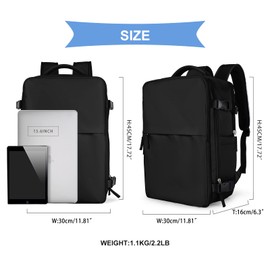 coowoz Travel Backpack For Women Men Airline Approved,Black Carry On Backpack,Large Hiking Waterproof Outdoor Sports Rucksack Casual Daypack Fit 15.6 Inch Laptop Backpack for College