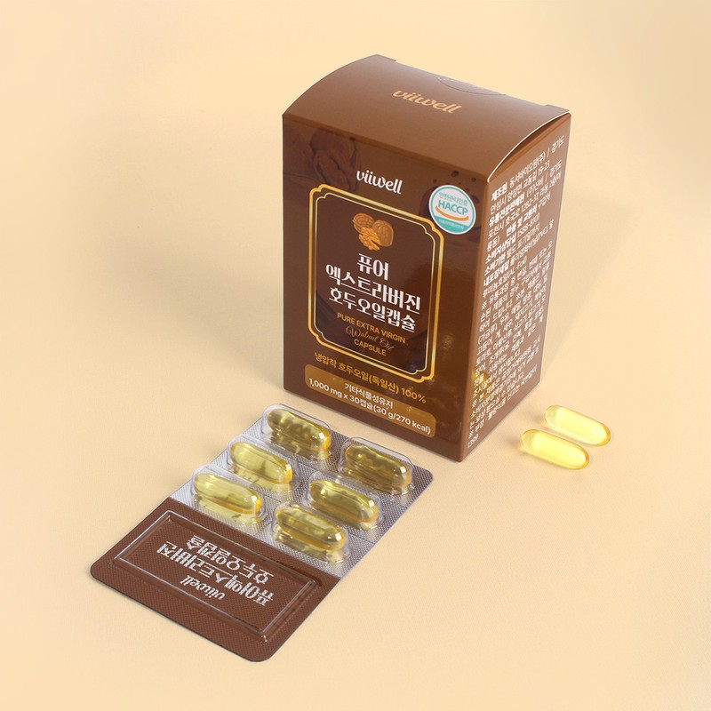Bewell Cold pressed walnut oil capsules, extra virgin raw walnut